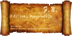 Füleki Manszvét névjegykártya